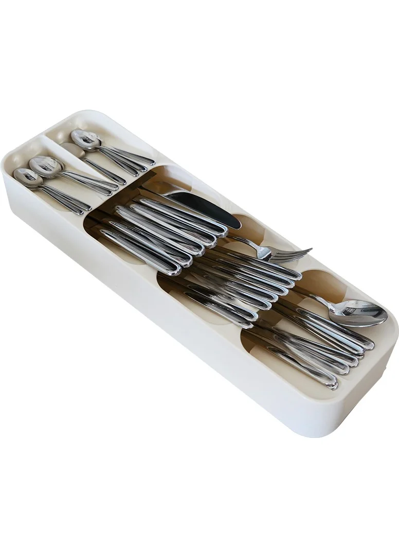 DECOBELLA Drawer Cutlery Holder with 5 Compartments - White