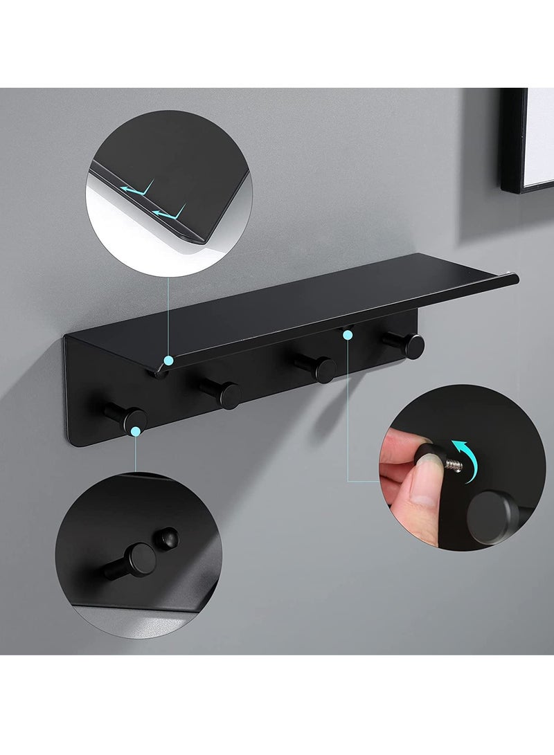 SOLARAE Key Holder for Wall Decorative, Entryway Hallway Metal Organizer with 4 Hooks, Perfect, Foyer, Closet, mudroom, Kitchens, and More Black - Image 2