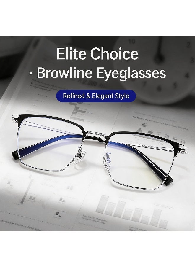 بوكيلار نظارات إطار كامل PUKCLAR تيتانيوم نقي خفيفة جداً براولاين عدسات شفافة غير طبية Minimalist للأعمال OL للرجال والنساء للاستخدام اليومي المهني - Image 4