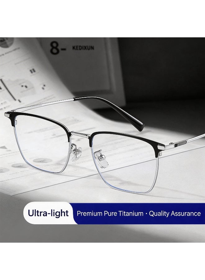 بوكيلار نظارات إطار كامل PUKCLAR تيتانيوم نقي خفيفة جداً براولاين عدسات شفافة غير طبية Minimalist للأعمال OL للرجال والنساء للاستخدام اليومي المهني - Image 3