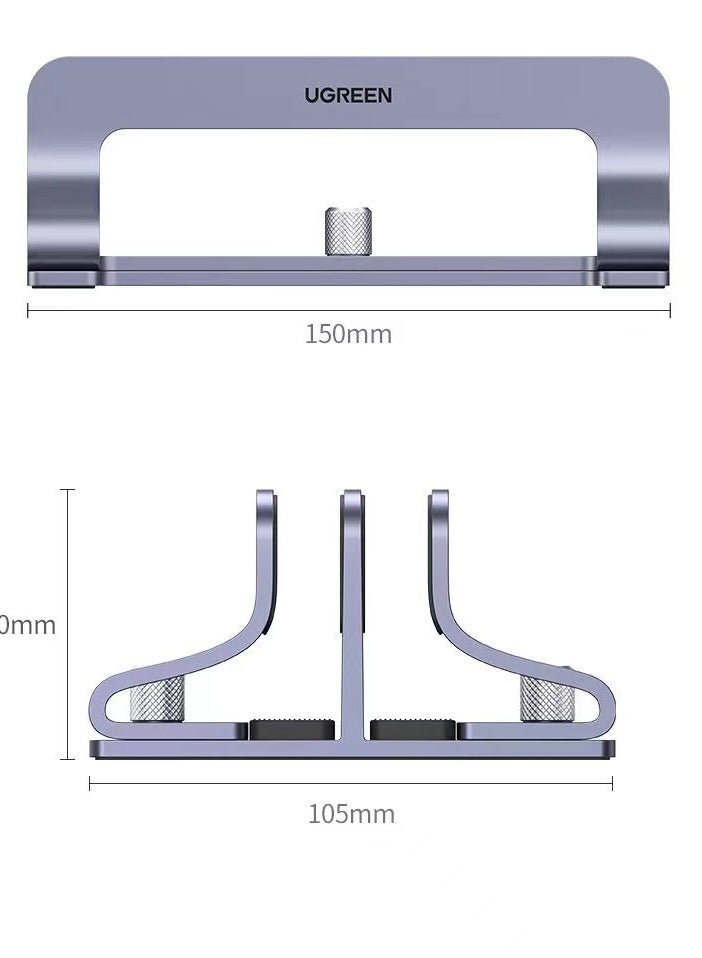 Ugreen UGREEN Aluminum Vertical Computer Stand | Dual Desktop Stand with Adjustable Mounting Base & Anti-Slip Silicone Grips for iPad, MacBook, Dell, Chromebook (Black)  - Image 4
