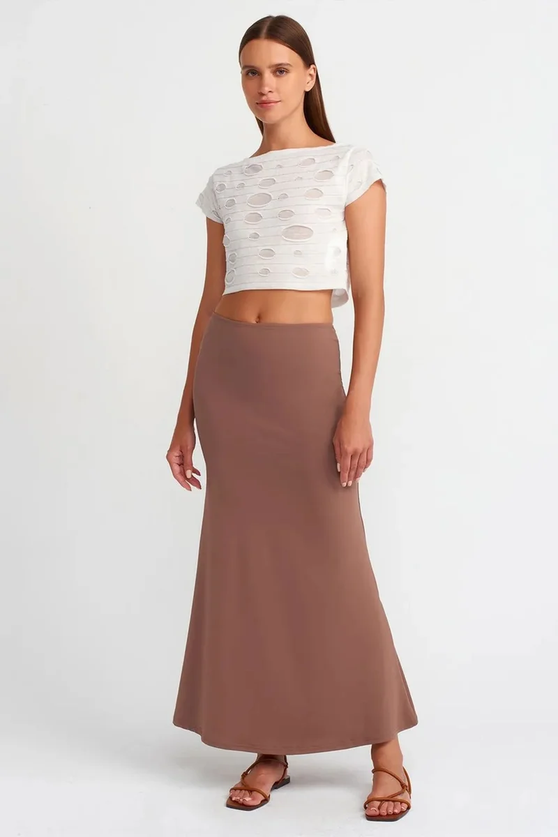 DILVIN High-Waist A-Line Maxi Skirt