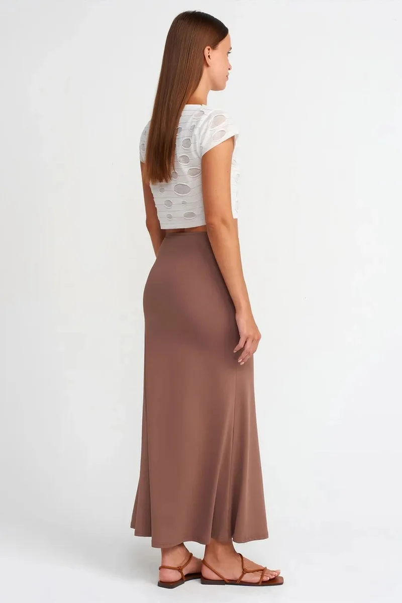 Dilvin Mocha Brown DILVIN High-Waist A-Line Maxi Skirt for Women | Best Price UAE