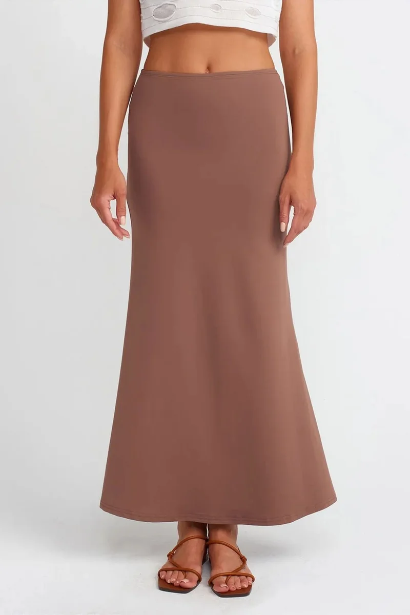 Dilvin Mocha Brown DILVIN High-Waist A-Line Maxi Skirt for Women | Best Price UAE