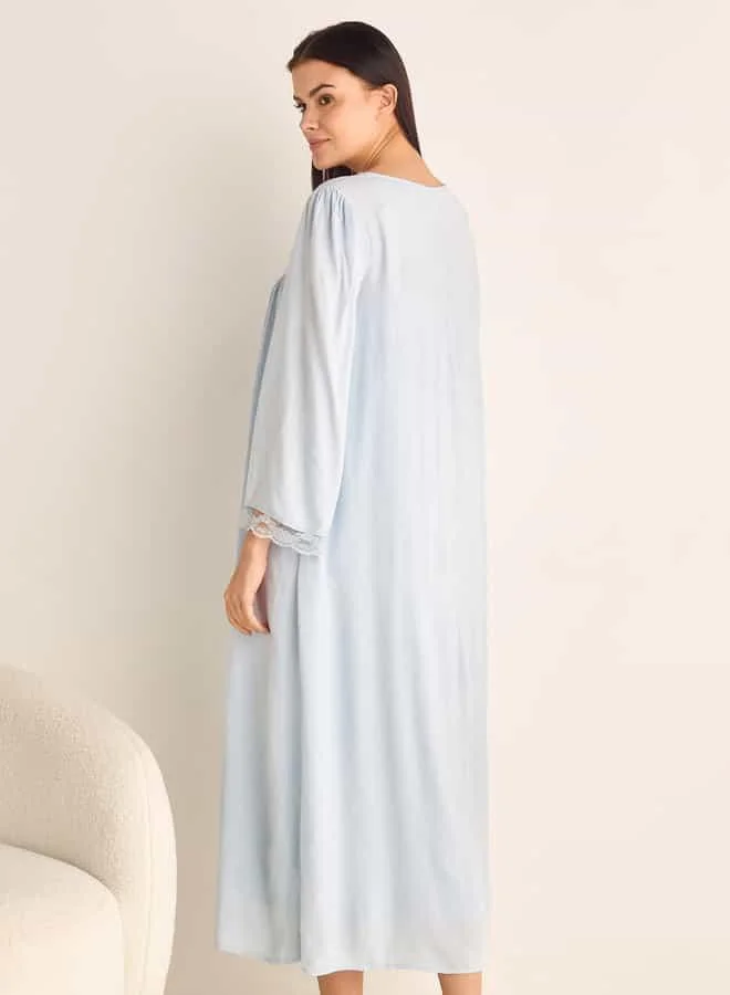 سبلاش فيڤ Dobby Textured Camisole and Robe Set with Lace Detail