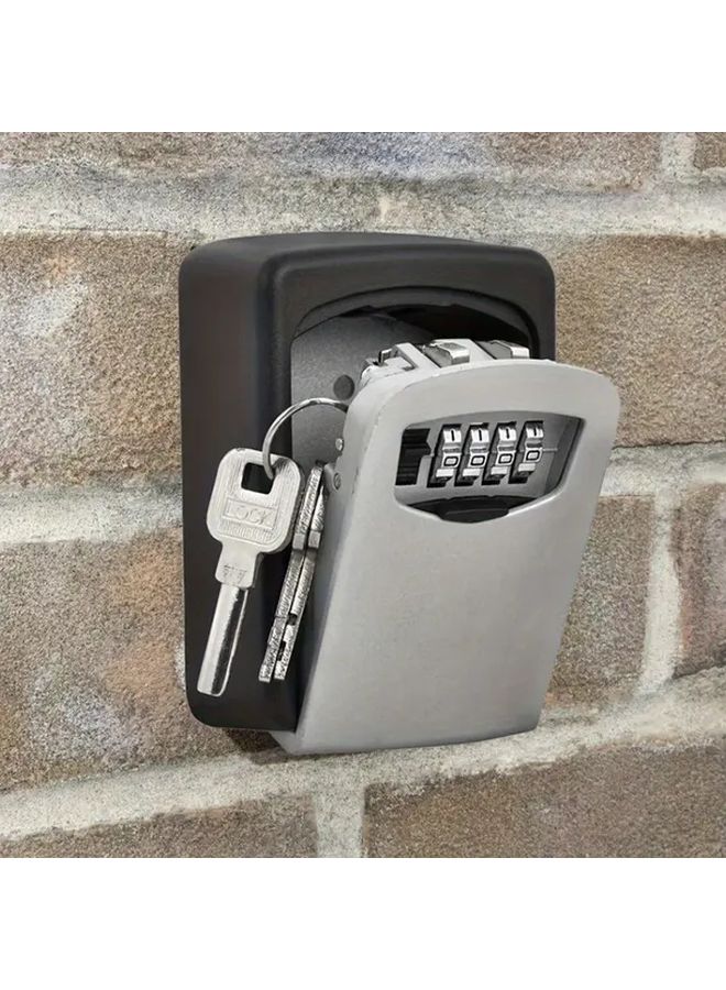 Gray Wall Mounted Key Lock Box Large Capacity Storage For 8 Keys Weatherproof Sliding Cover No Batteries - Image 1
