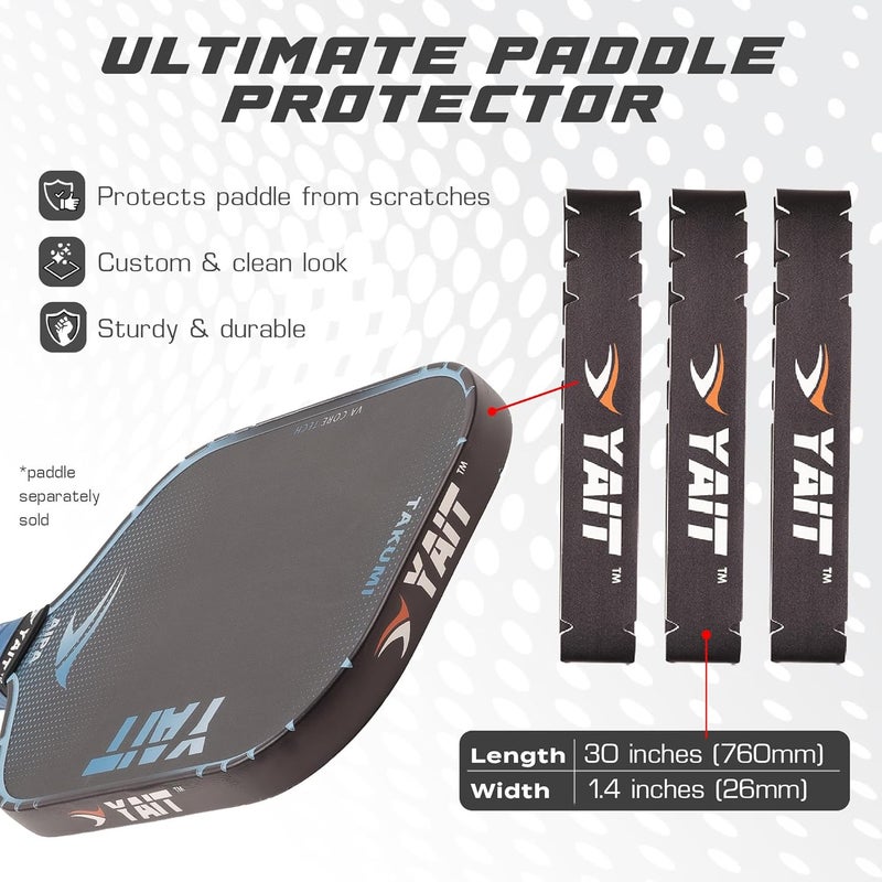 YAIT Sports Pickleball Paddle Edge Guard Tape (Pack of 3) | Flexible Racket Edge Protection | V-Shaped Design for Perfect Fit | Perfect Fit on edges | Easy Peel-and-Press Application - Image 3