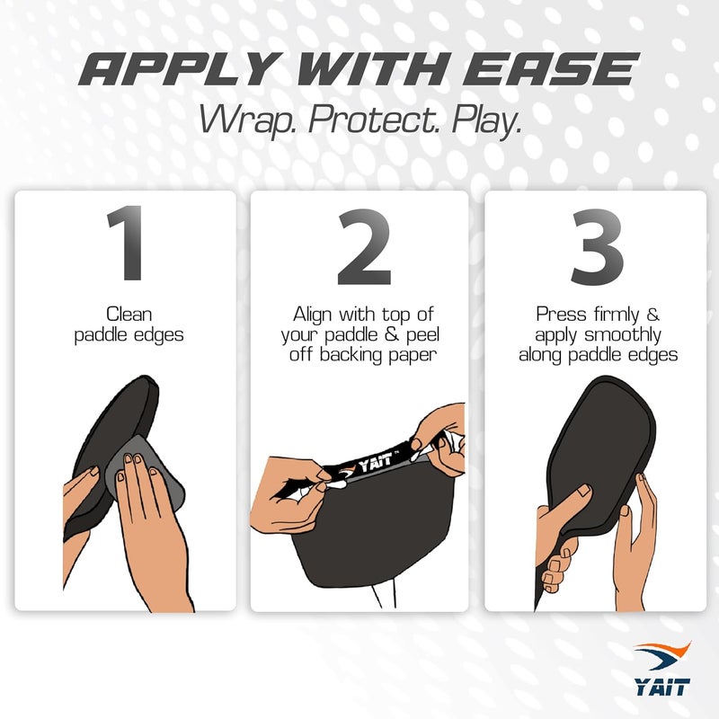 YAIT Sports Pickleball Paddle Edge Guard Tape (Pack of 3) | Flexible Racket Edge Protection | V-Shaped Design for Perfect Fit | Perfect Fit on edges | Easy Peel-and-Press Application - Image 4
