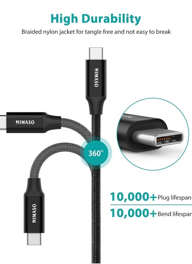 NIMASO - USB C to USB C 3.1 Gen 2 Cable 10Gbps Data Transfer, 4K Video Output Monitor Cable 100W PD Fast Charging Compatible with Thunderbolt 3, MacBook Pro, iPad Pro, Galaxy S21, Google Pixel - 3.3FT - Image 1