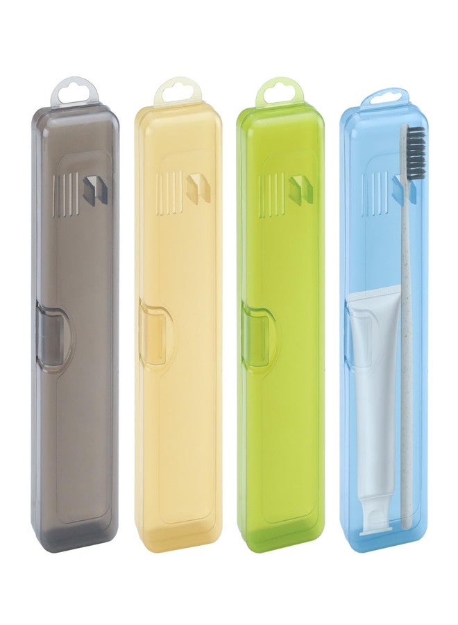 Koceci 4 Pack Toothbrush Case, Toothbrush Travel Container, Toothbrush Holders, Toothpaste Containers, Toothpaste Storage Container for Home, Business, Camping Traveling (Yellow, Black, Blue, Green) - Image 1