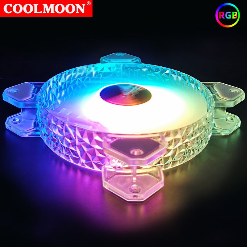 Coolmoon Crystal Diamond Rgb Fan Computer 12Cm Symphony Argb Diamond Light Circle 6Pin Case Argb Fan - Image 4