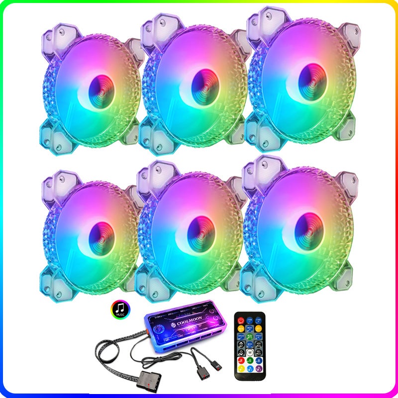 Coolmoon Crystal Diamond Rgb Fan Computer 12Cm Symphony Argb Diamond Light Circle 6Pin Case Argb Fan - Image 1