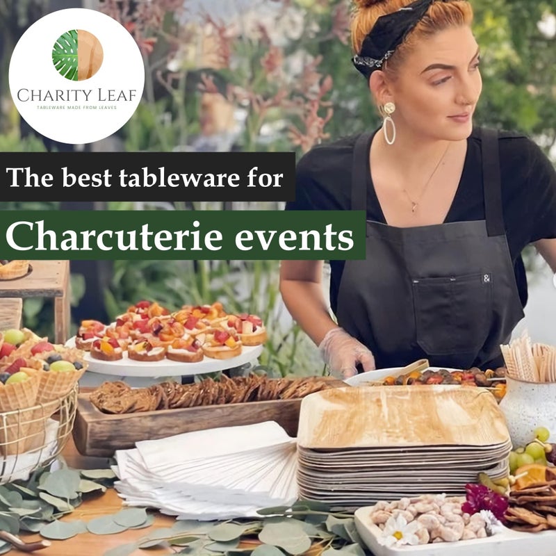 Charity Leaf Disposable Palm Leaf 8"" Heart Plates (25 pieces) Bamboo Like Serving Platters  Disposable Boards  Eco-Friendly Dinnerware For Weddings  Catering  Events - Image 5