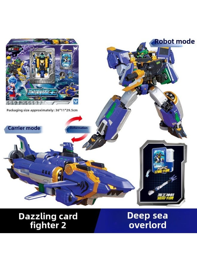 Genuine Dazzle Card Fighter Deformation Toy Dazzle Blue Lightning Super Dazzle Electric King Children's Deformation Robot Black Iron God Of War-Color:8157【deep Sea Overlord】 - Image 1