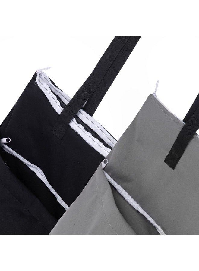 ALVABABY حقيبة ALVABABY الكبيرة المكونة من 2 حزمة للحفاظات القابلة للغسل مع جيوب بسحاب مزدوج 25x18 بوصة (أسود ورمادي) - Image 2