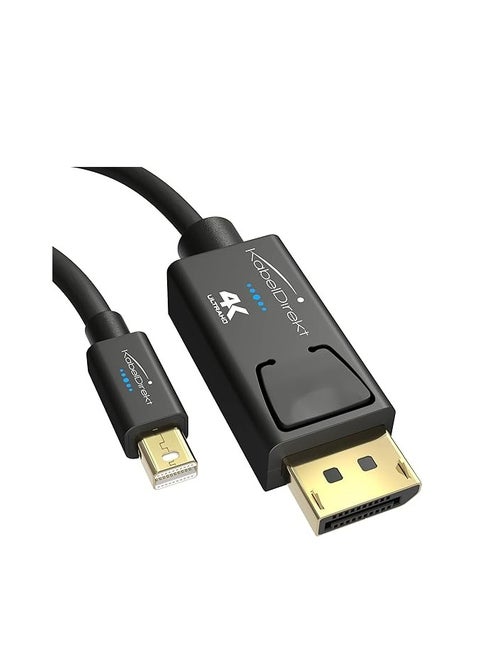 KabelDirekt – Mini DisplayPort (Thunderbolt) to DisplayPort cable (Mini DP to DP) – 1m – (UHD with 4K / 60Hz, Version 1.2, for PC & Mac, DP male connector with locking feature, black) – TOP Series