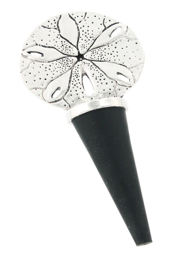 بايسك سبيريت سدادات زجاجات نبيذ أساسية من سبيريت، بتصميم شاطئي وساحلي - مصنوعة يدوياً من البيوتر (على شكل دولار رملي) - Image 3