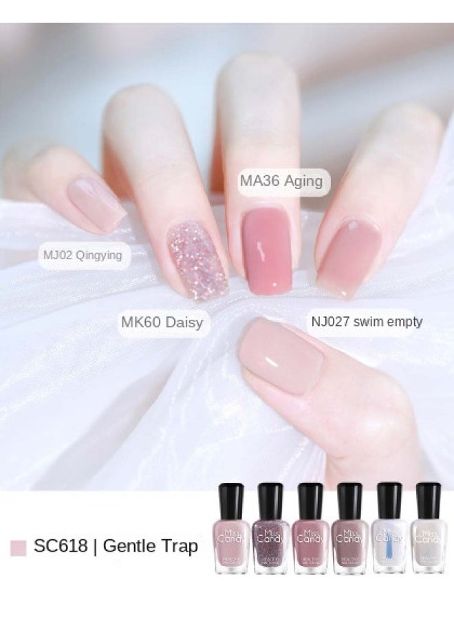 Miss Candy Pack Set】healthy Nail Polish No Light Needed Long Lasting Peelable Nude Colors Nail Art Kit Gift For Beginners - Image 2
