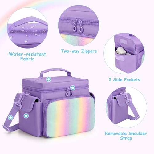GRAOSO Carrying Case Compatible with Tonies 2/1, Storage Bag Organizer for Audio Player Starter Set, Figures, Headphones, Charging Station, Accessories, with Shoulder Strap and Handle, Purple (Case Only) - Image 4