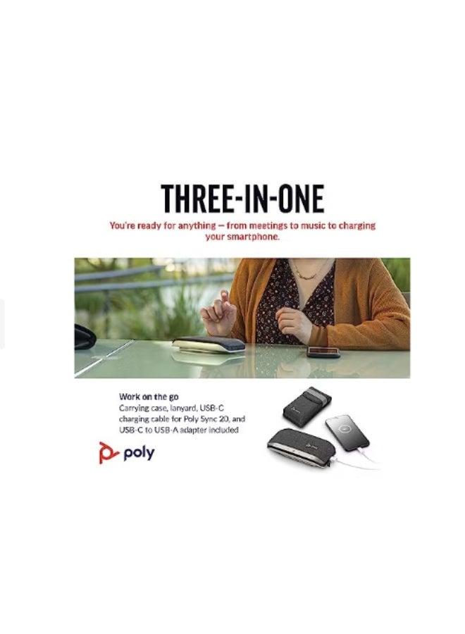 Poly Plantronics Sync 20 USB-C Personal Portable Smart Speakerphone with Noise/Echo Reduction - Image 4
