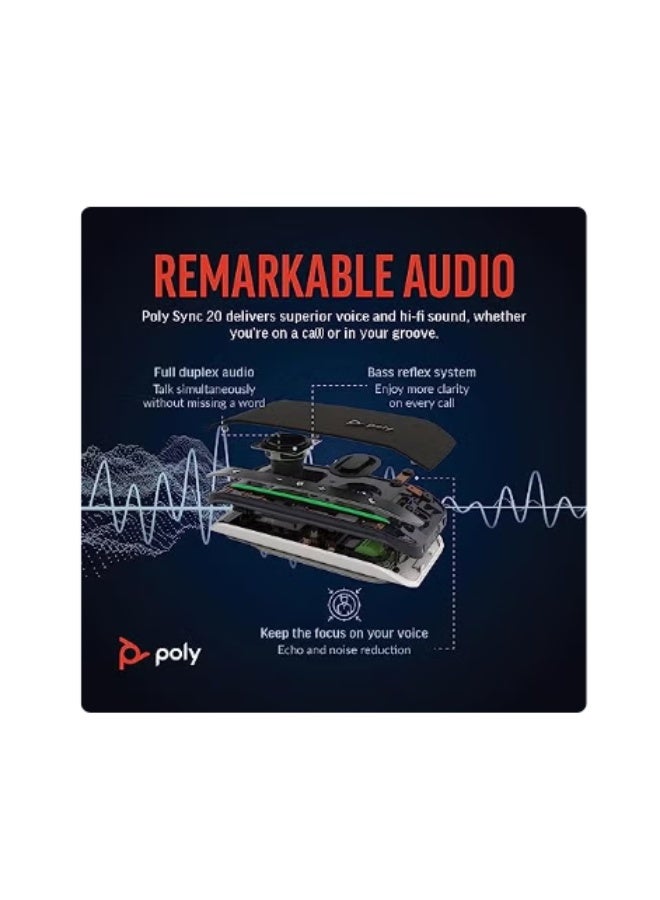 Poly Plantronics Sync 20 USB-C Personal Portable Smart Speakerphone with Noise/Echo Reduction - Image 3