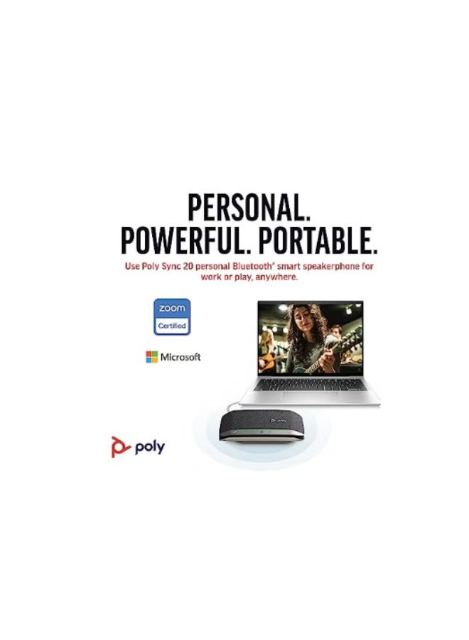 Poly Plantronics Sync 20 USB-C Personal Portable Smart Speakerphone with Noise/Echo Reduction - Image 2