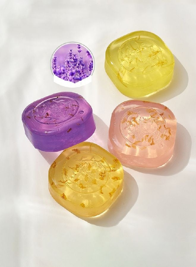 HOMESTAR Flower petal transparent essential oil soap, Handmade Shampoo Cleansing Bar for Face Body, Rich Foam Deep Gentle Cleaning Exfoliating Moisturizing Smoothing for For Washing Dirty,Lavender, cherry blossom, chamomile, and jasmine have four flavors - Image 2