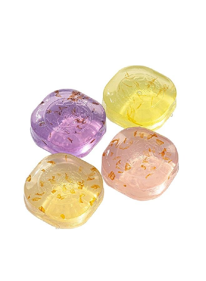 HOMESTAR Flower petal transparent essential oil soap, Handmade Shampoo Cleansing Bar for Face Body, Rich Foam Deep Gentle Cleaning Exfoliating Moisturizing Smoothing for For Washing Dirty,Lavender, cherry blossom, chamomile, and jasmine have four flavors - Image 3