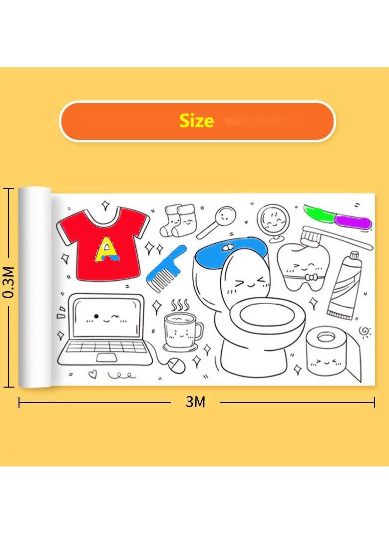 Bebiland Children's Drawing Roll, Coloring Paper Roll for Kids, Drawing Paper Roll DIY Sticky Color Filling Paper, 11.8 * 118 Inches Sticky Drawing Paper Roll (Life computer)  - Image 2