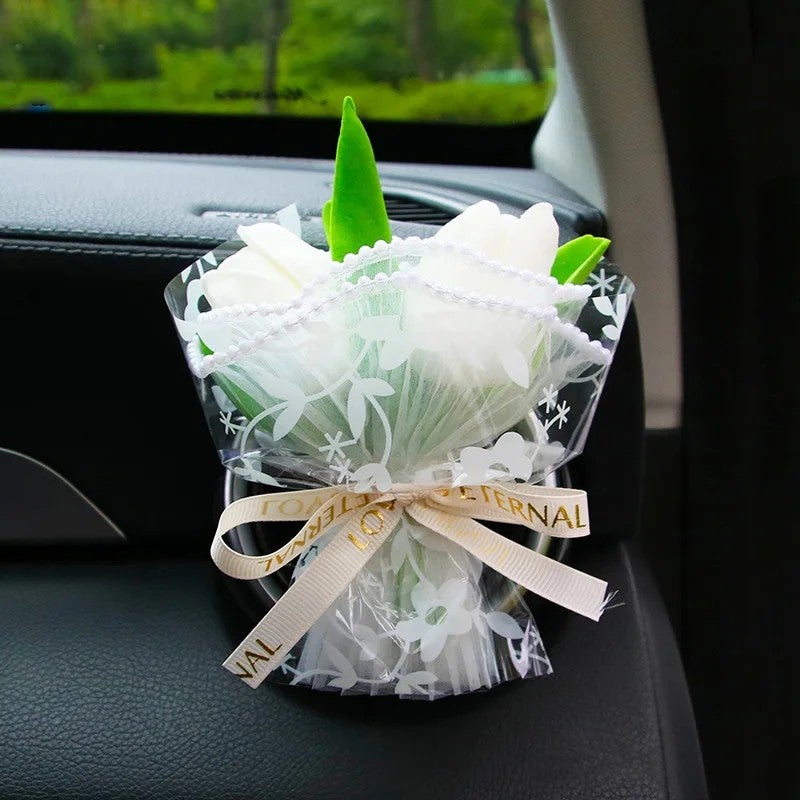 Bluejw Eternal Rose Soap Flower Car Vent Perfume – Dried Plants Aromatherapy Air Freshener for Vehicle AC, Long-Lasting Scented Bouquet Decoration - Image 1