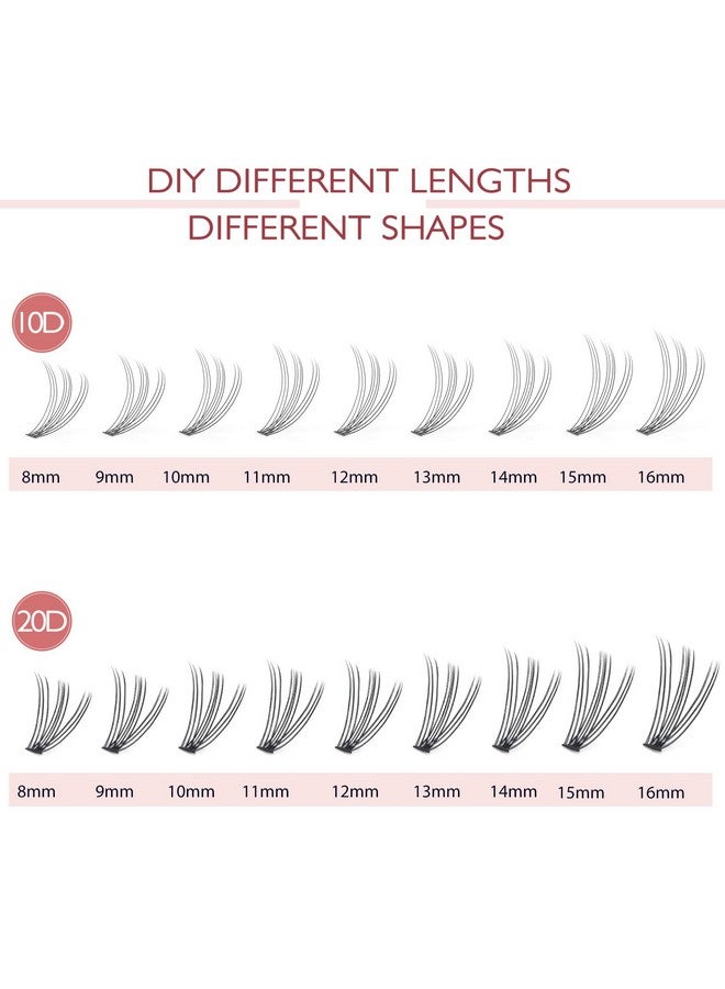 فيني دريم 10D Lash Clusters 240 قطعة من وصلات الرموش الفردية من الرموش الطبيعية ذات الأطوال المختلطة 12-16 مم، تجعيد C، سمك 0.07 مم، رموش فردية ذات أطوال مختلفة، ضعيها تحت رموشك (10D12-16 مم) - Image 3