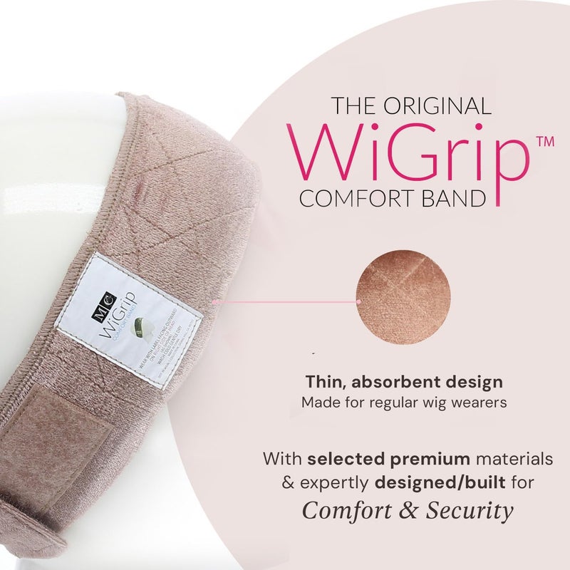 MILANO COLLECTION WiGrip Comfort Band with 9 Pack Nylon Wig Cap Liners Combo, Non-Slip Velvet Wig Band & 9 Elastic Caps, Adjustable, One Size Fits All, Nude - Image 2