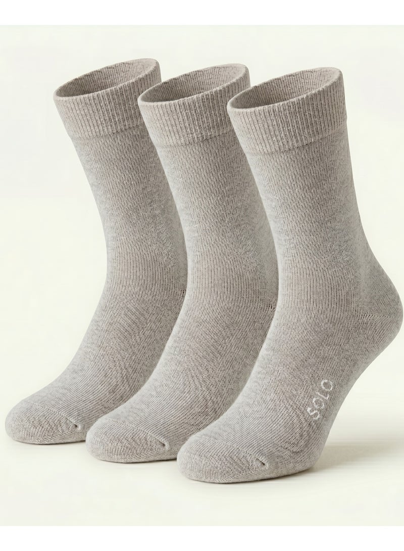 Solo Men's Pack of 3 Long Breathable Comfort Classic Socks - Grey - Image 1