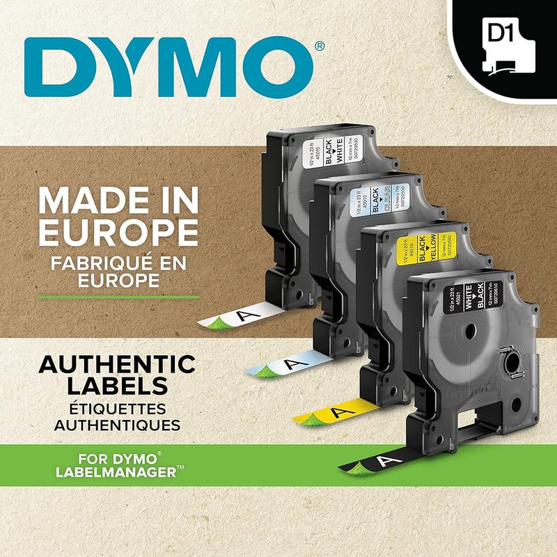DYMO TAPE 12MMX7M YELLOW D1, Black on Yellow, S0720580 1 Count - Image 3