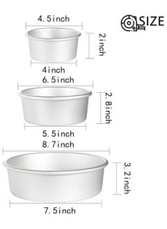 Y&D Aluminum Round Cake Pans, 3 Pcs (4, 6, 8 inch) Professional Nonstick & Leakproof Baking Pans Layer Tin Set with Removable Bottom for Birthday Wedding Tier  - Image 5