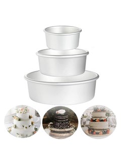 Y&D Aluminum Round Cake Pans, 3 Pcs (4, 6, 8 inch) Professional Nonstick & Leakproof Baking Pans Layer Tin Set with Removable Bottom for Birthday Wedding Tier  - Image 1