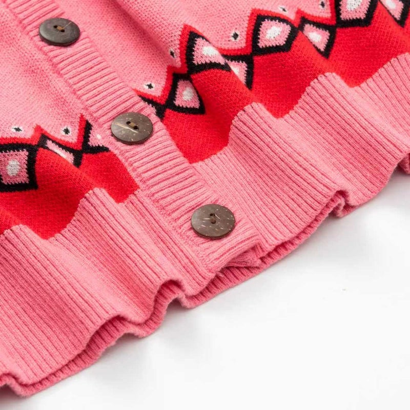 Beopjesk Women's Funny Winter Long Sleeve Valentine's Day Button Knit Cardigan Sweater Heart Vintage Knitted Outerwear (Valentine-Pink,XL) - Image 4