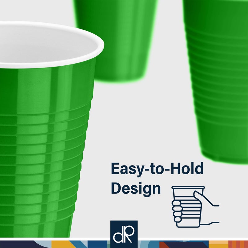 DecorRack Dark Green Plastic Cups, 12 oz Disposable Cups, Reusable Party Supplies (40 Count) - Image 5