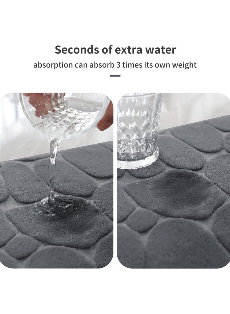 Memory Foam Bath Mat Cobblestone Bathroom Rugs Super Water Absorbent Machine Washable Bath Rugs(50x80cm,Dark Gray) - Image 3