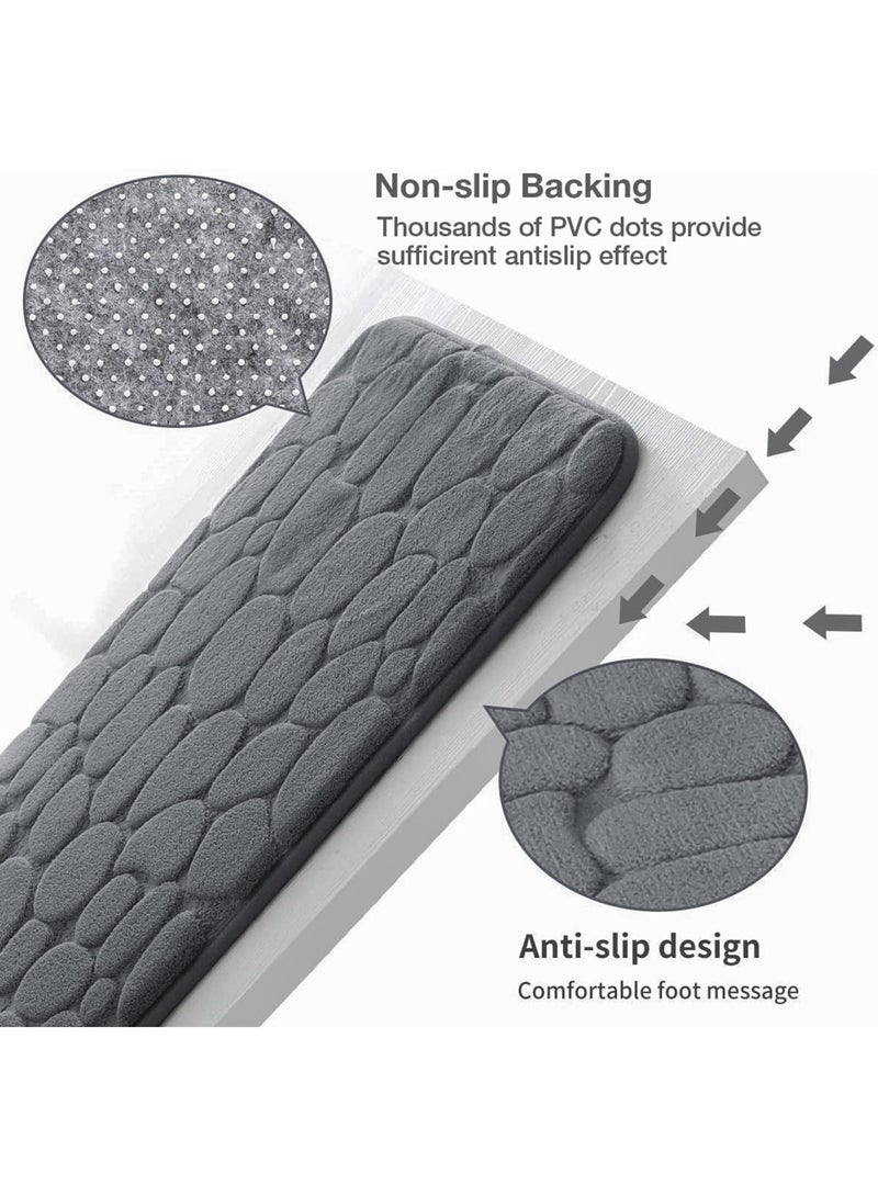 Memory Foam Bath Mat Cobblestone Bathroom Rugs Super Water Absorbent Machine Washable Bath Rugs(50x80cm,Dark Gray) - Image 4