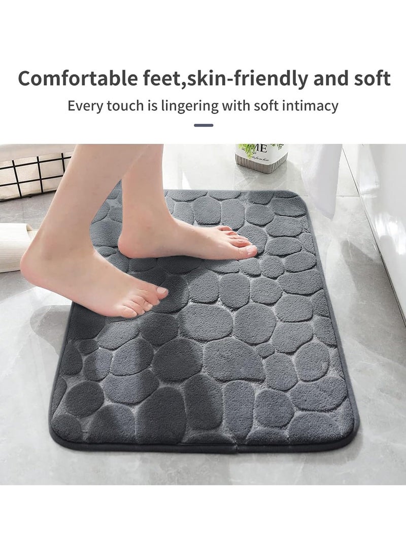 Memory Foam Bath Mat Cobblestone Bathroom Rugs Super Water Absorbent Machine Washable Bath Rugs(50x80cm,Dark Gray) - Image 2