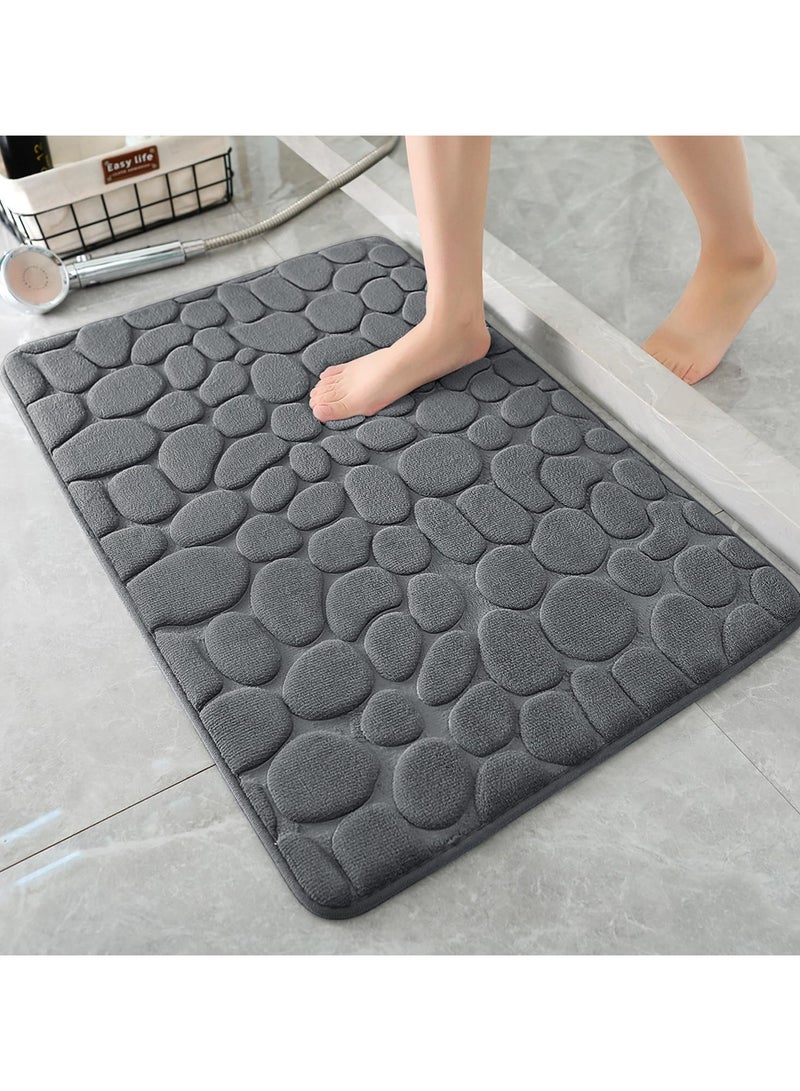 Memory Foam Bath Mat Cobblestone Bathroom Rugs Super Water Absorbent Machine Washable Bath Rugs(50x80cm,Dark Gray) - Image 1