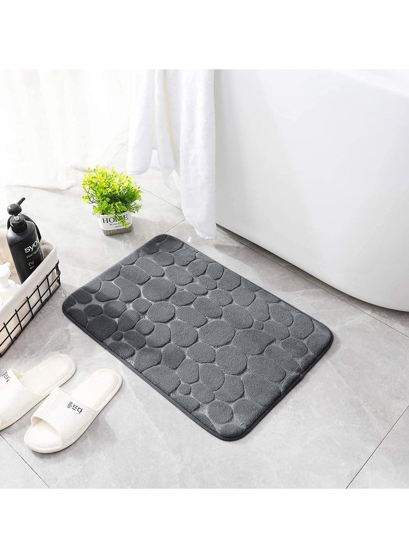Memory Foam Bath Mat Cobblestone Bathroom Rugs Super Water Absorbent Machine Washable Bath Rugs(50x80cm,Dark Gray) - Image 5