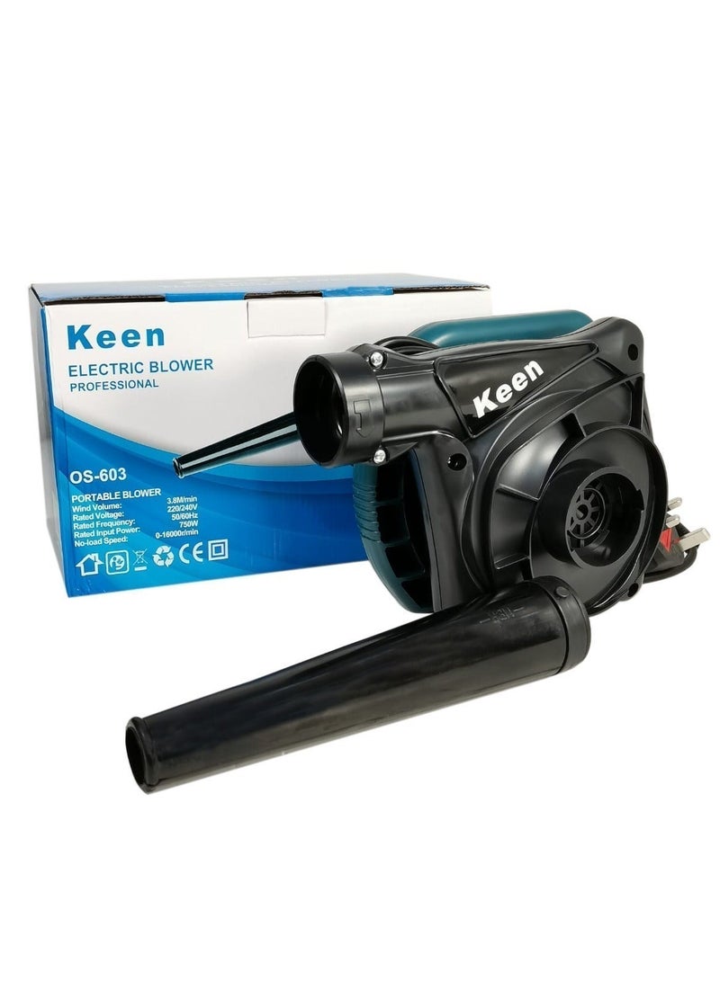 KEEN OS603 750W Electric Blower Professional Air Blower, Wind Volume 3.8M/Min, 220/240V 50/60Hz 16000RPM, Dust Blower for Home, Office, Workshop, Computer, Car Cleaning, Power Tool, Air Cleaning Machine with Nozzle, Ergonomic Handle, ABS BodyXL - Image 5
