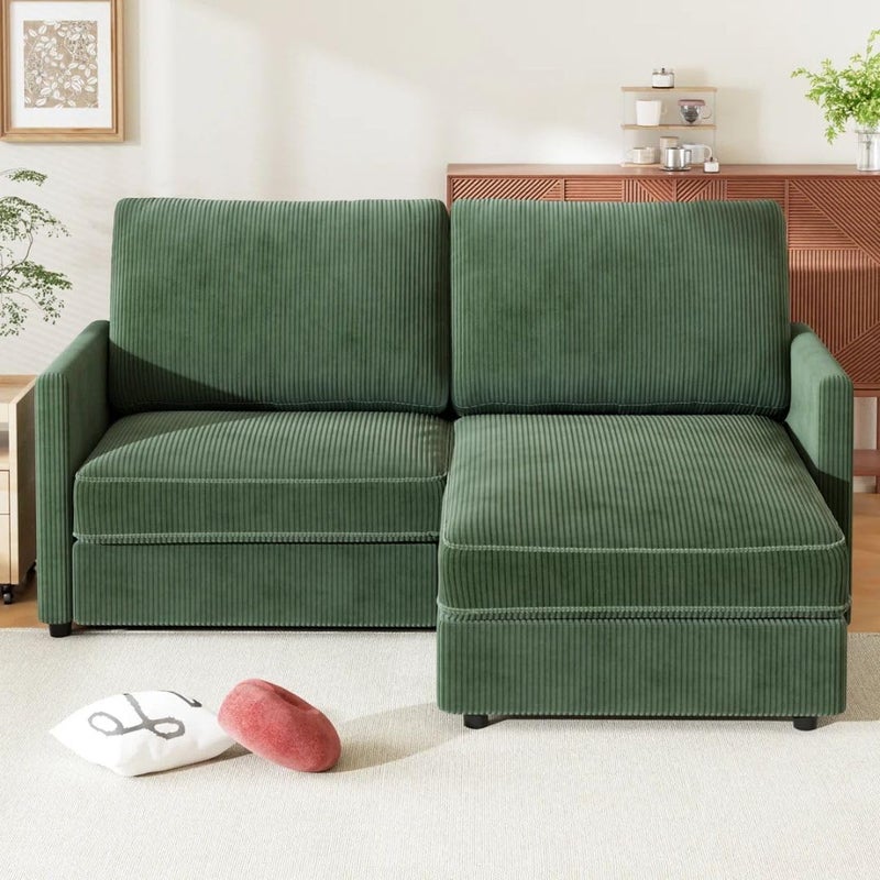 Comfynest 2-Seater Modern Corduroy Sofa with Ottoman - Image 3