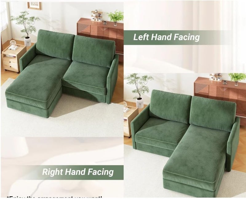 Comfynest 2-Seater Modern Corduroy Sofa with Ottoman - Image 4