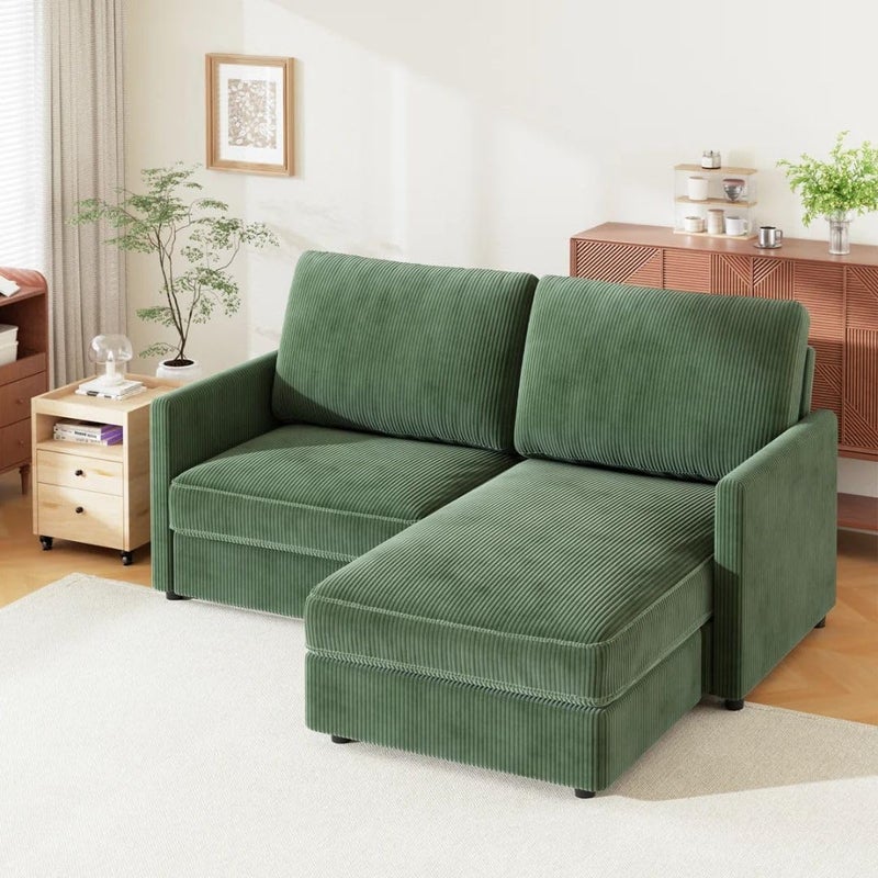 Comfynest 2-Seater Modern Corduroy Sofa with Ottoman - Image 2