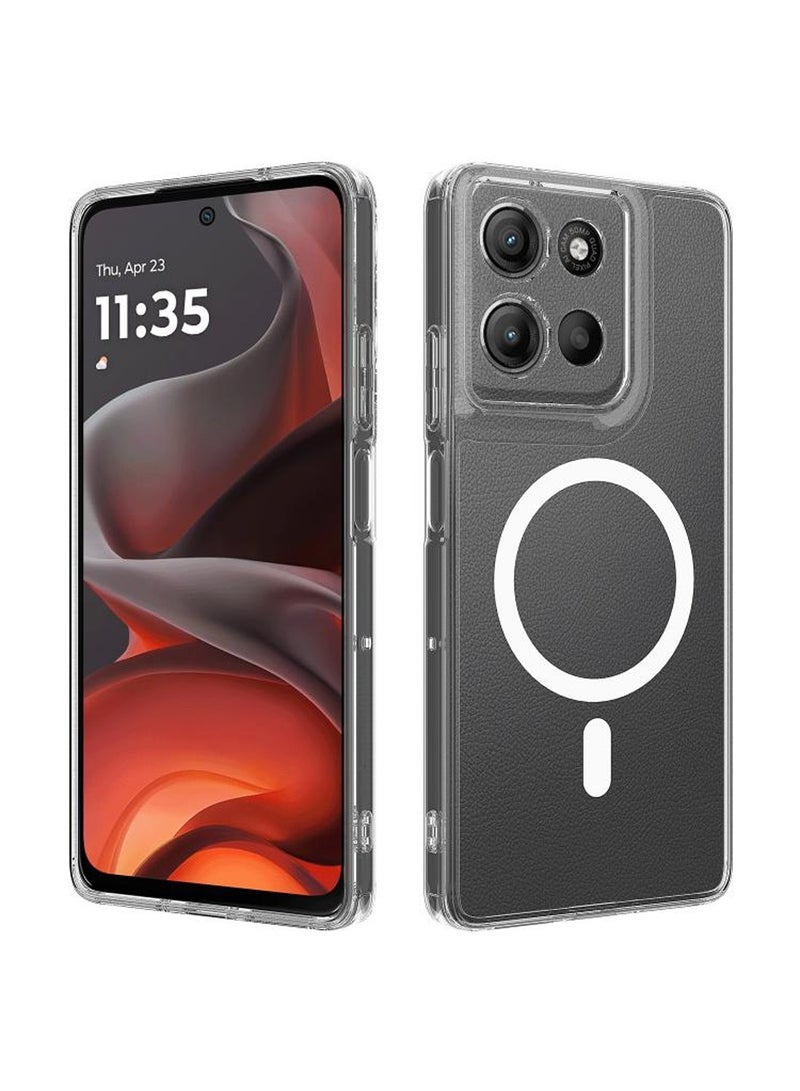 Techie Motorola Moto G15 Case with MagSafe – Slim, Anti-Yellowing Transparent Back Cover with Camera Lens Protection, Magnetic Holder Wireless Charging Compatible - Clear - Image 1