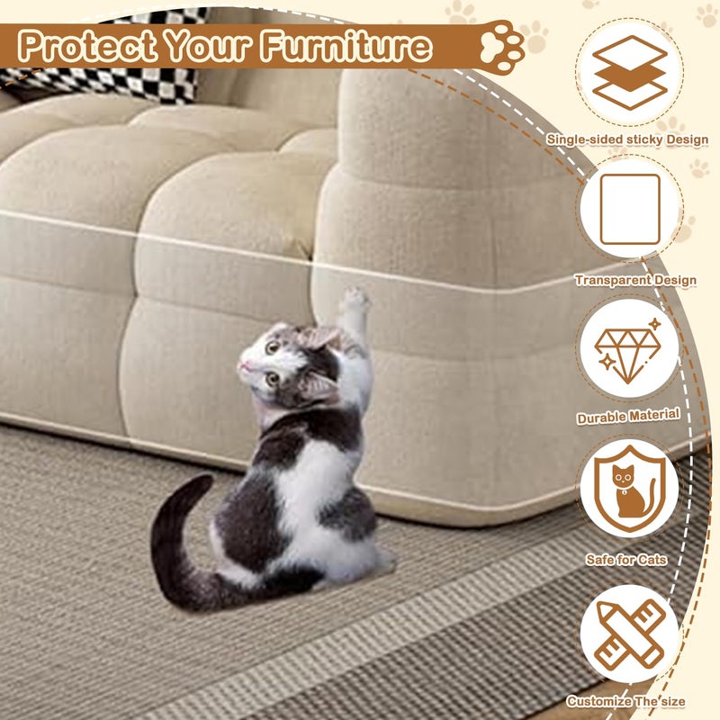 TecoKart ® Cat Scratch Sticker Pad for Sofa, Durable Cat Scratch Protector and Sofa Protector Sticker from Cats, Transparent Furniture Anti-Scratch Protective Sticker for Families with Cats, Dogs - Image 3