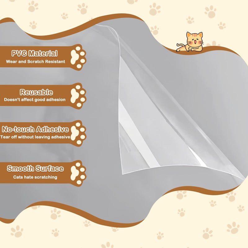 TecoKart ® Cat Scratch Sticker Pad for Sofa, Durable Cat Scratch Protector and Sofa Protector Sticker from Cats, Transparent Furniture Anti-Scratch Protective Sticker for Families with Cats, Dogs - Image 4